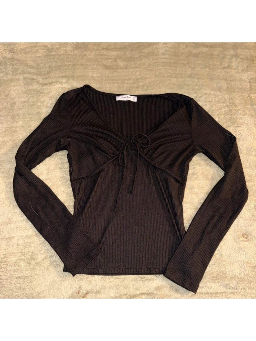 Black Fitted Y2K babydoll neckline Long Sleeve